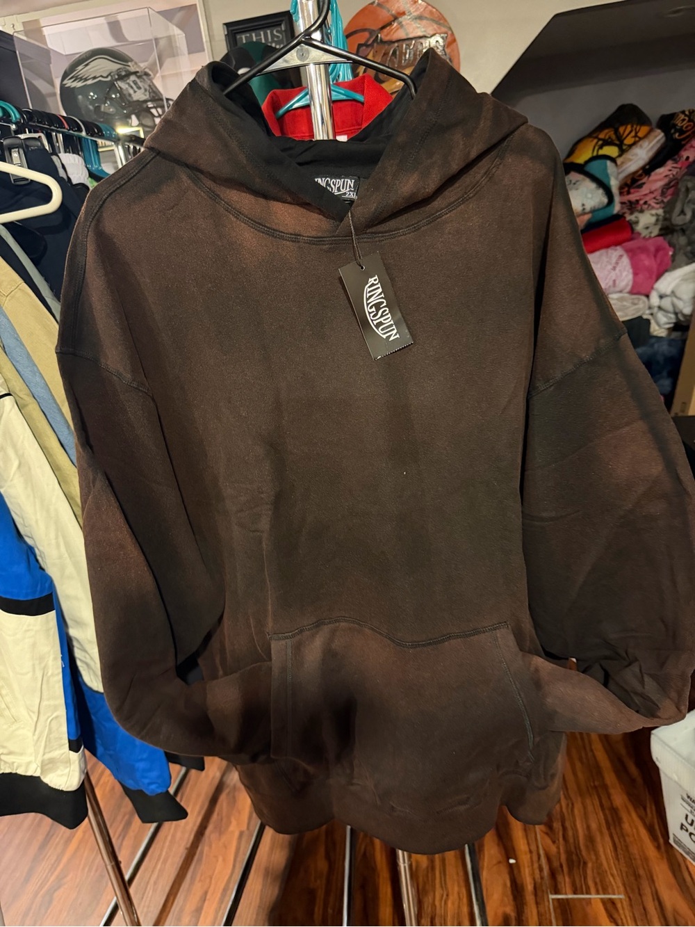 Men’s Ringspun Brown Washed Hoodie Sweater